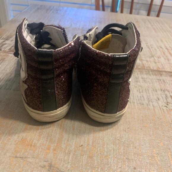 Golden Goose Slides Burgundy Leather Glitter Sneakers EUR 38 - Picture 9 of 12